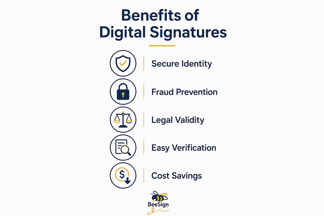 Infographic showing benefits of digital signatures