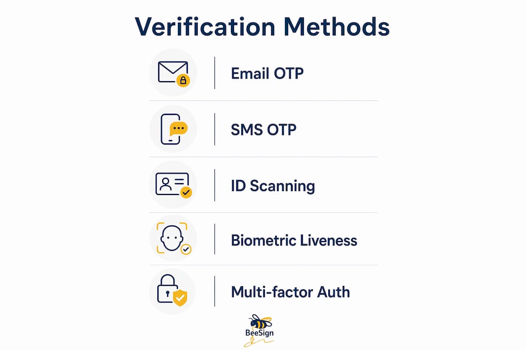 Infographic comparing identity verification methods for eSigning