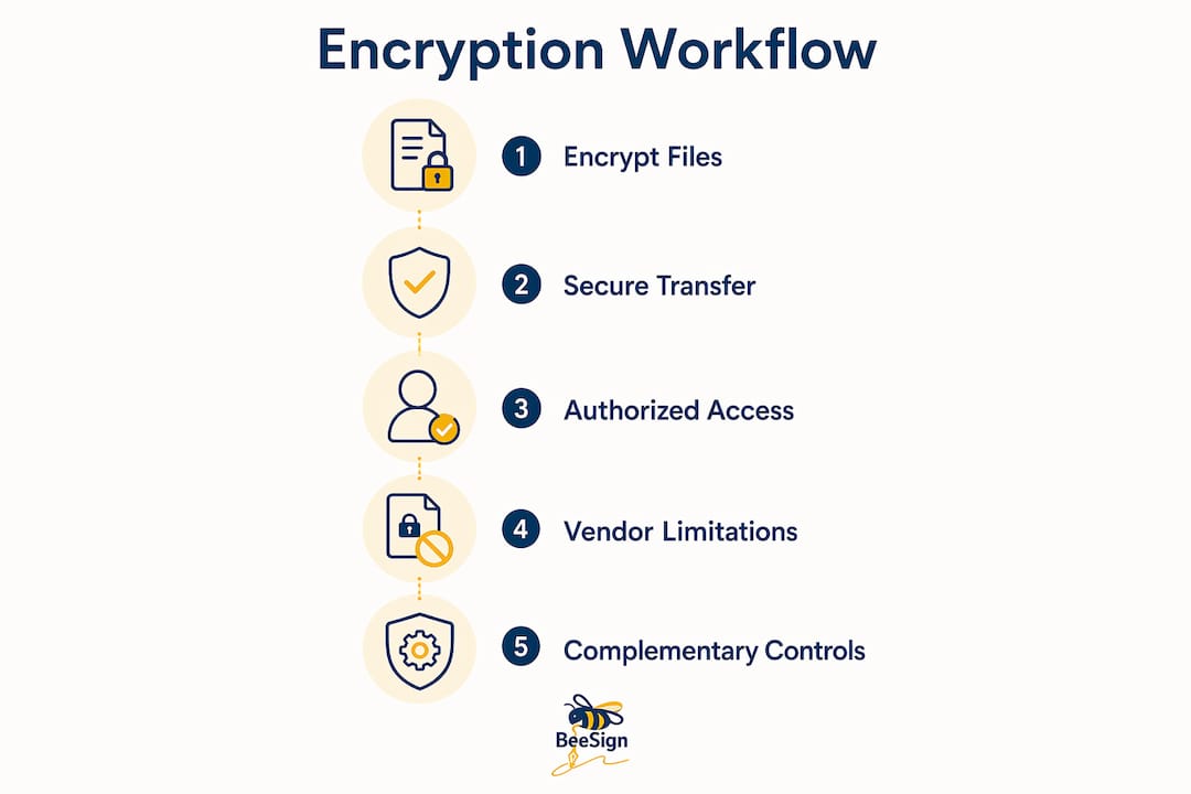 Infographic illustrating encryption workflow and limits