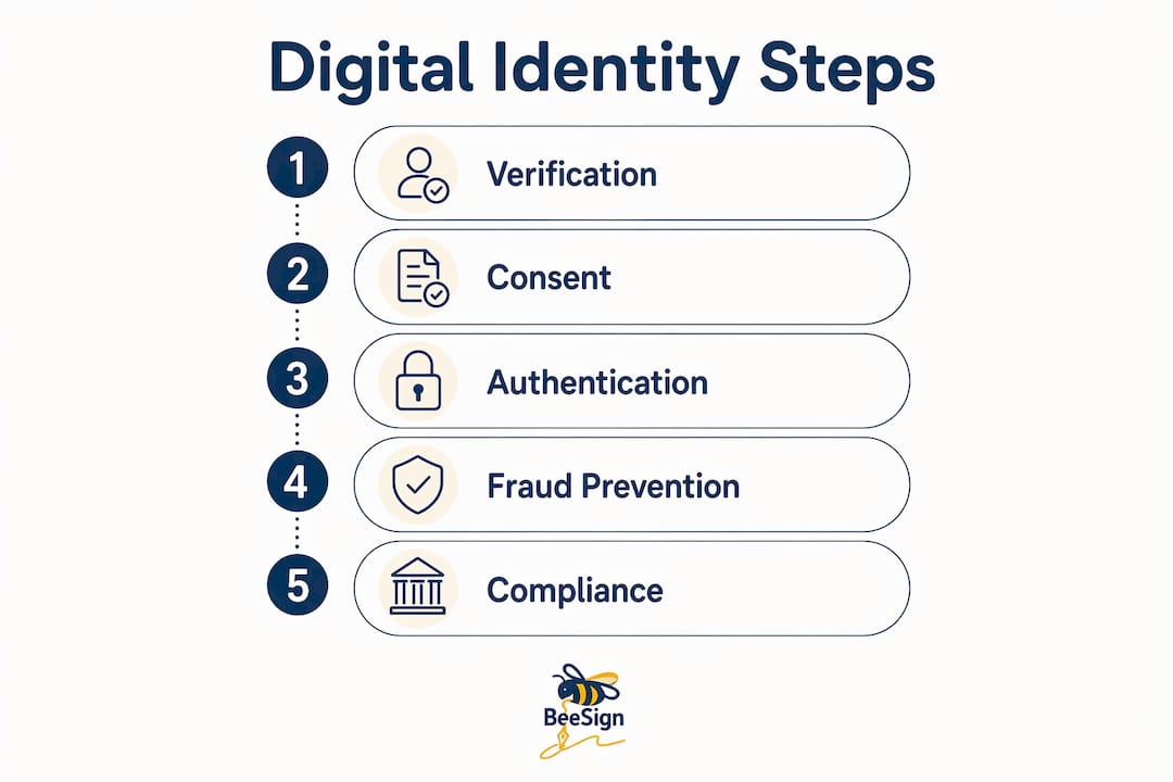 Infographic showing digital identity process steps