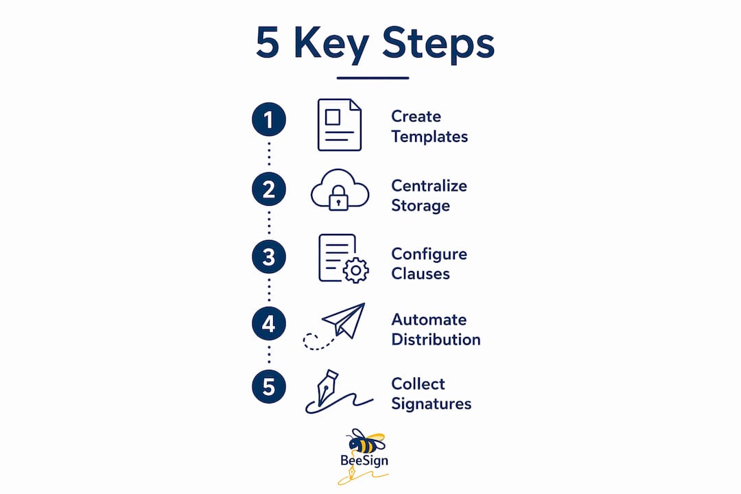 Infographic of five steps in HR template management