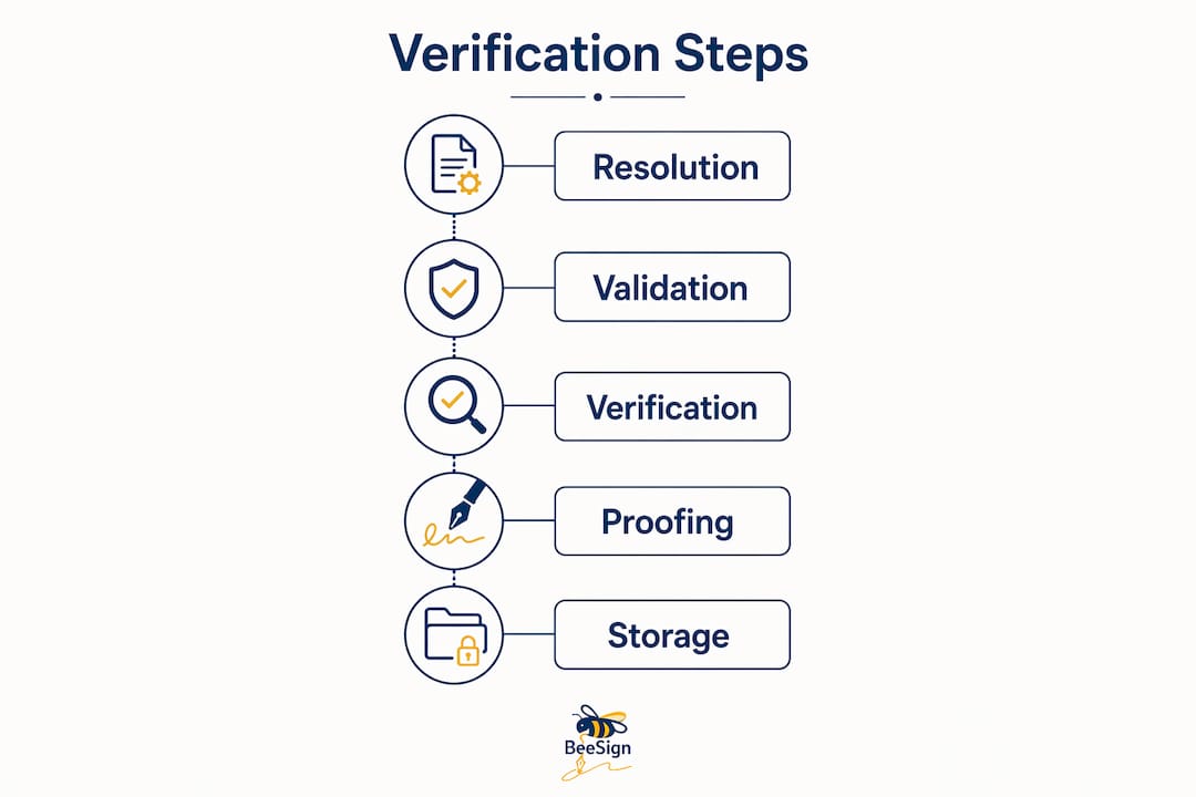 Infographic illustrating identity verification steps for school records