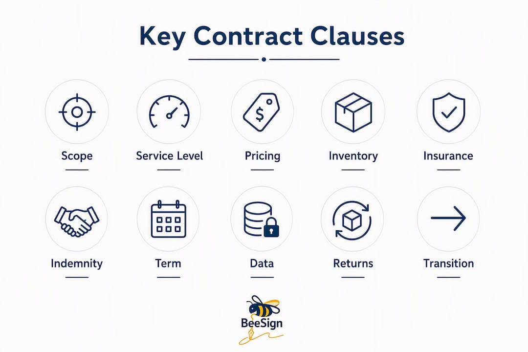 Infographic showing key fulfillment contract clauses