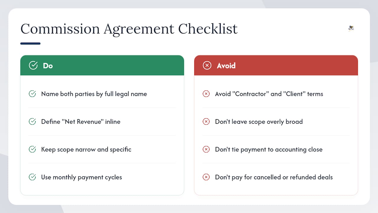 Annotated sample commission agreement — overview diagram