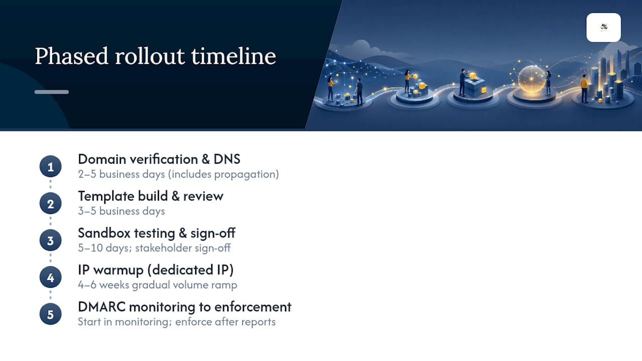 Timeline diagram of white-label rollout phases