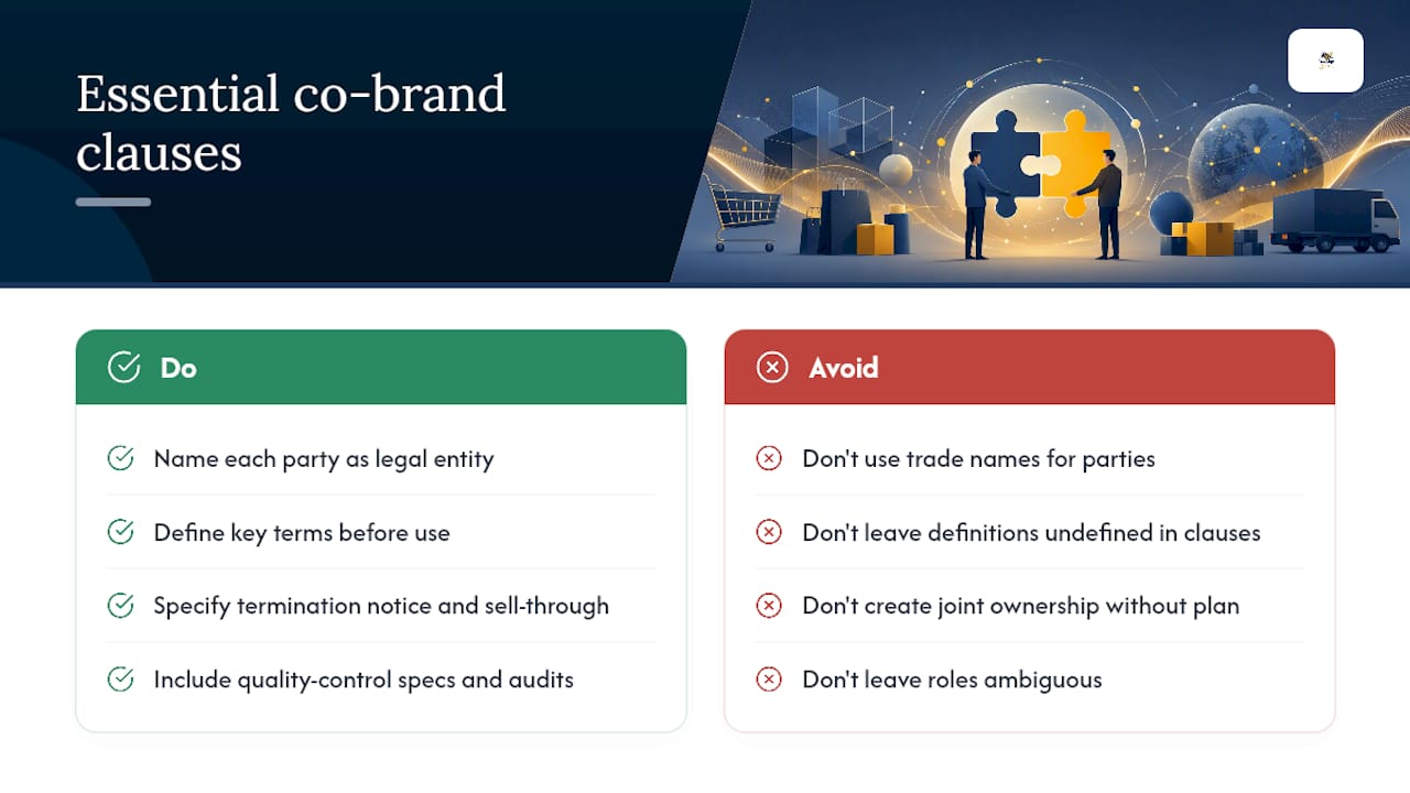 What legal clauses must every ecommerce co-branding agreement include? — overview diagram