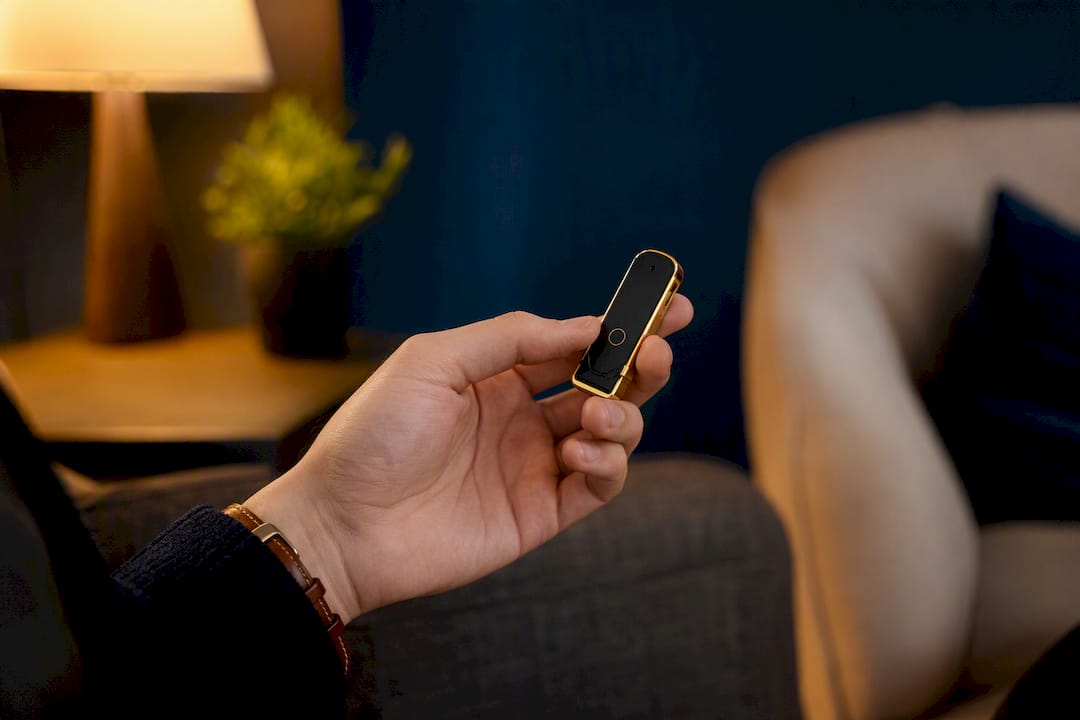 Hand holding digital security token
