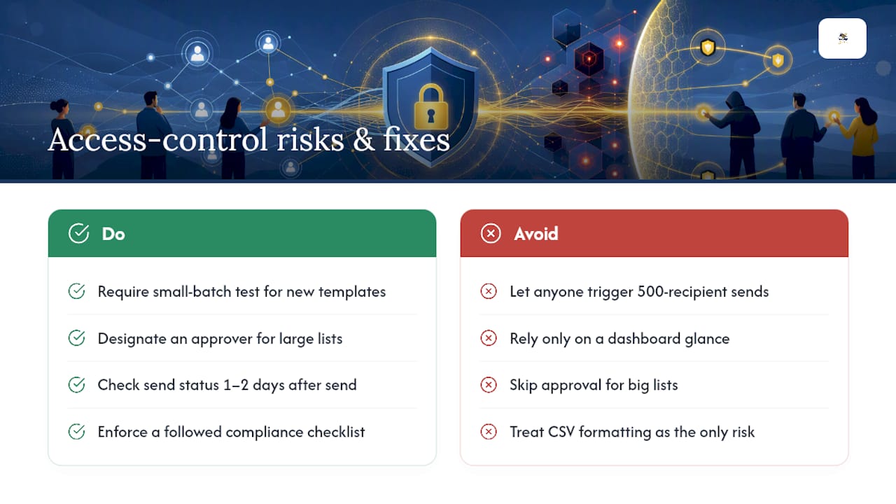 Diagram illustrating bulk send access control risks