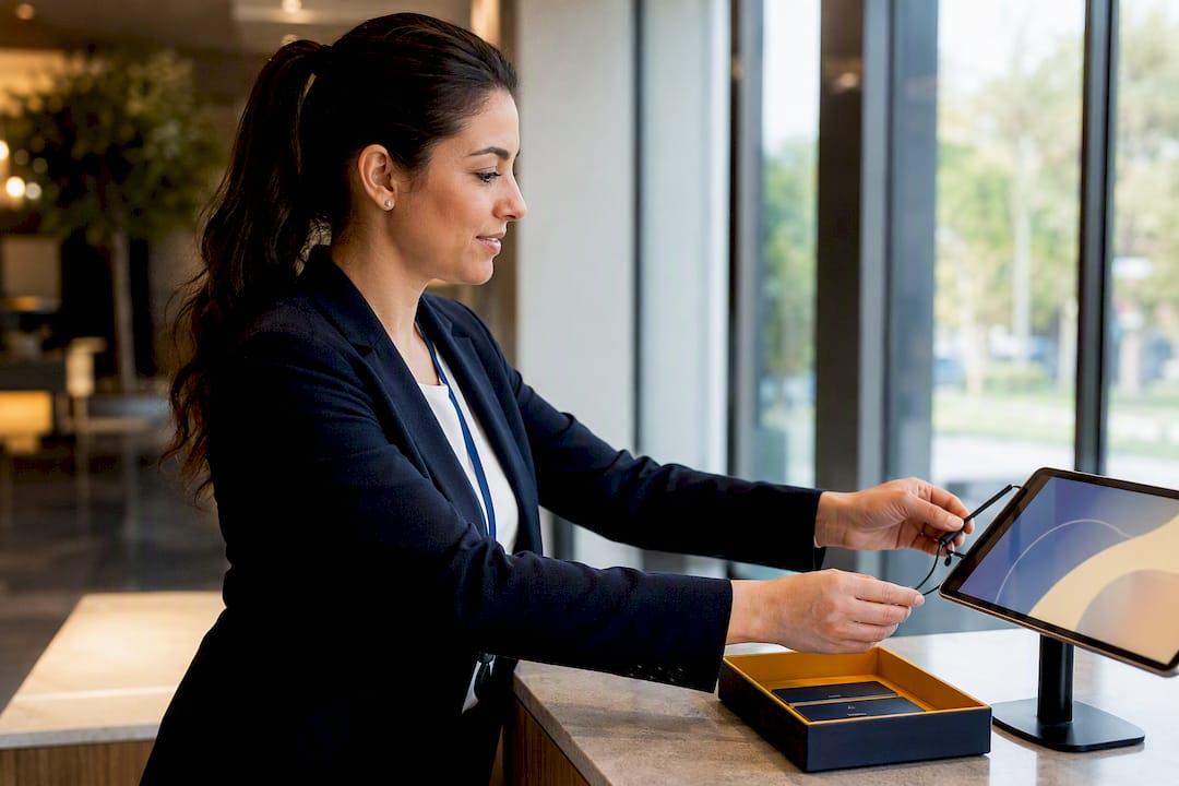 Shared tablet kiosk at event registration