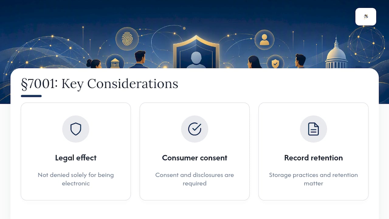 ESIGN legal effect consent and retention relationship
