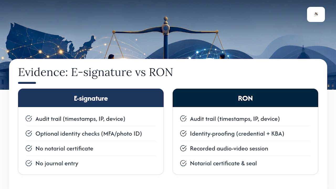 E-signature and RON evidence comparison