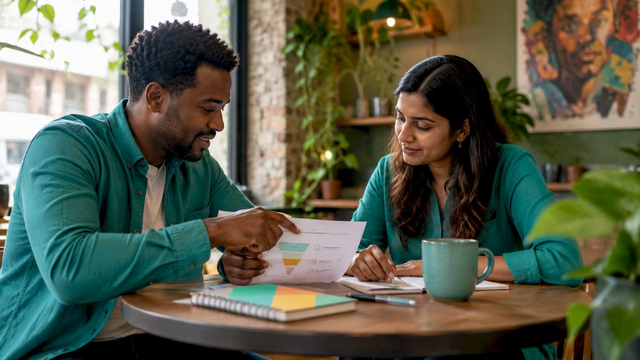 Hands reviewing ecommerce funnel checklist together