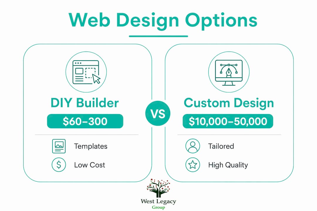 Infographic comparing affordable web design options