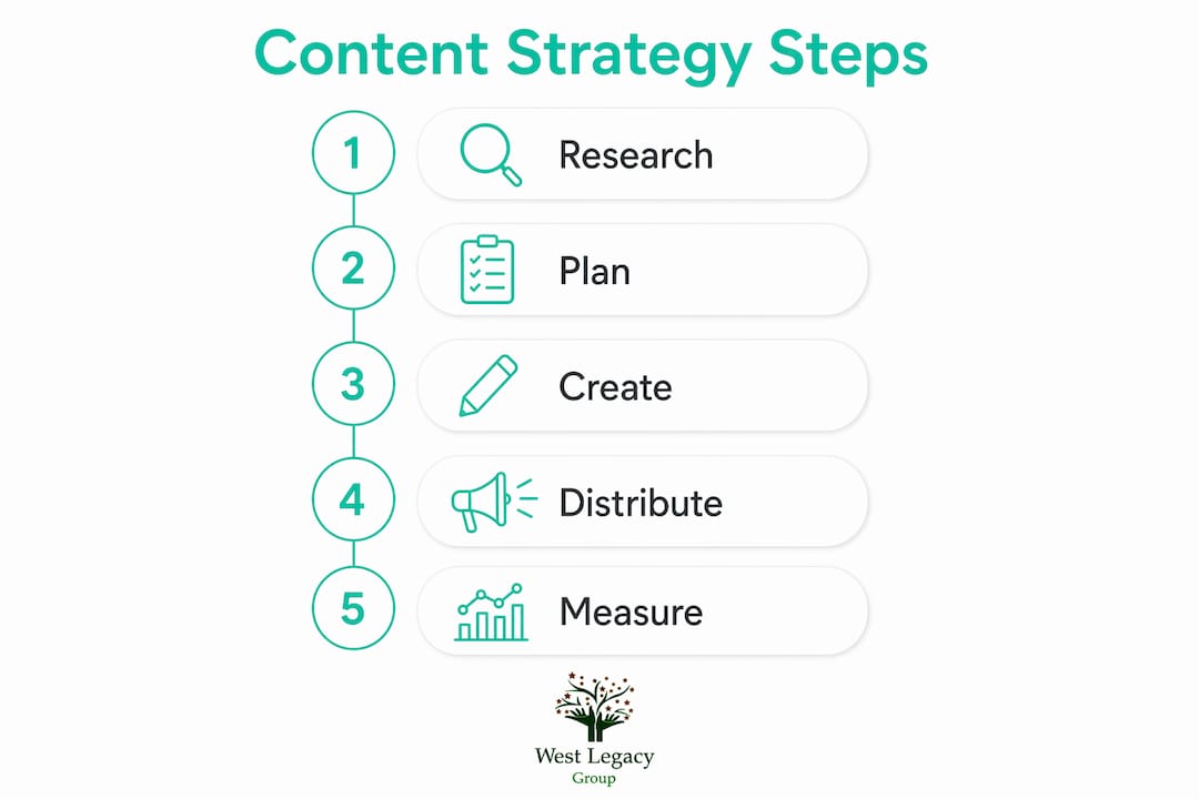 Infographic showing ecommerce content strategy steps