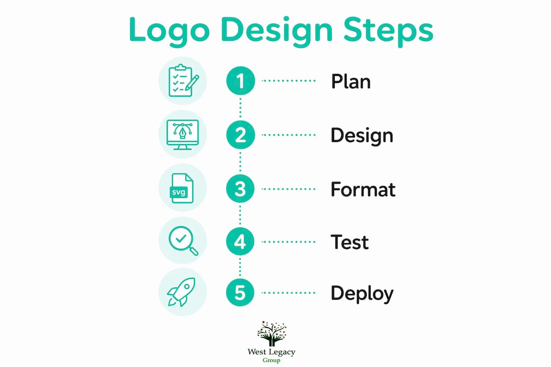 Infographic showing logo design process steps