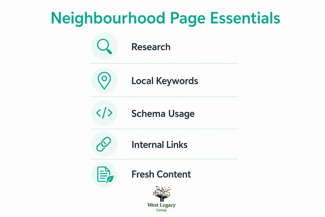 Infographic showing neighbourhood page essentials steps