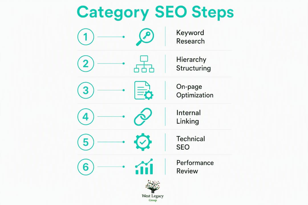 Infographic showing category SEO optimisation steps