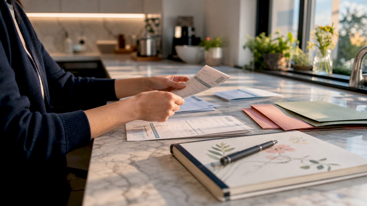 Hands sorting credit card bills by interest rates
