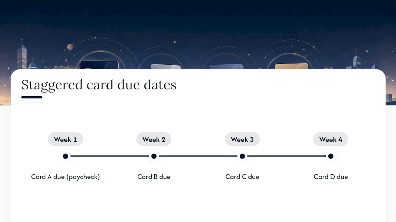 Timeline coordinating multiple card due dates