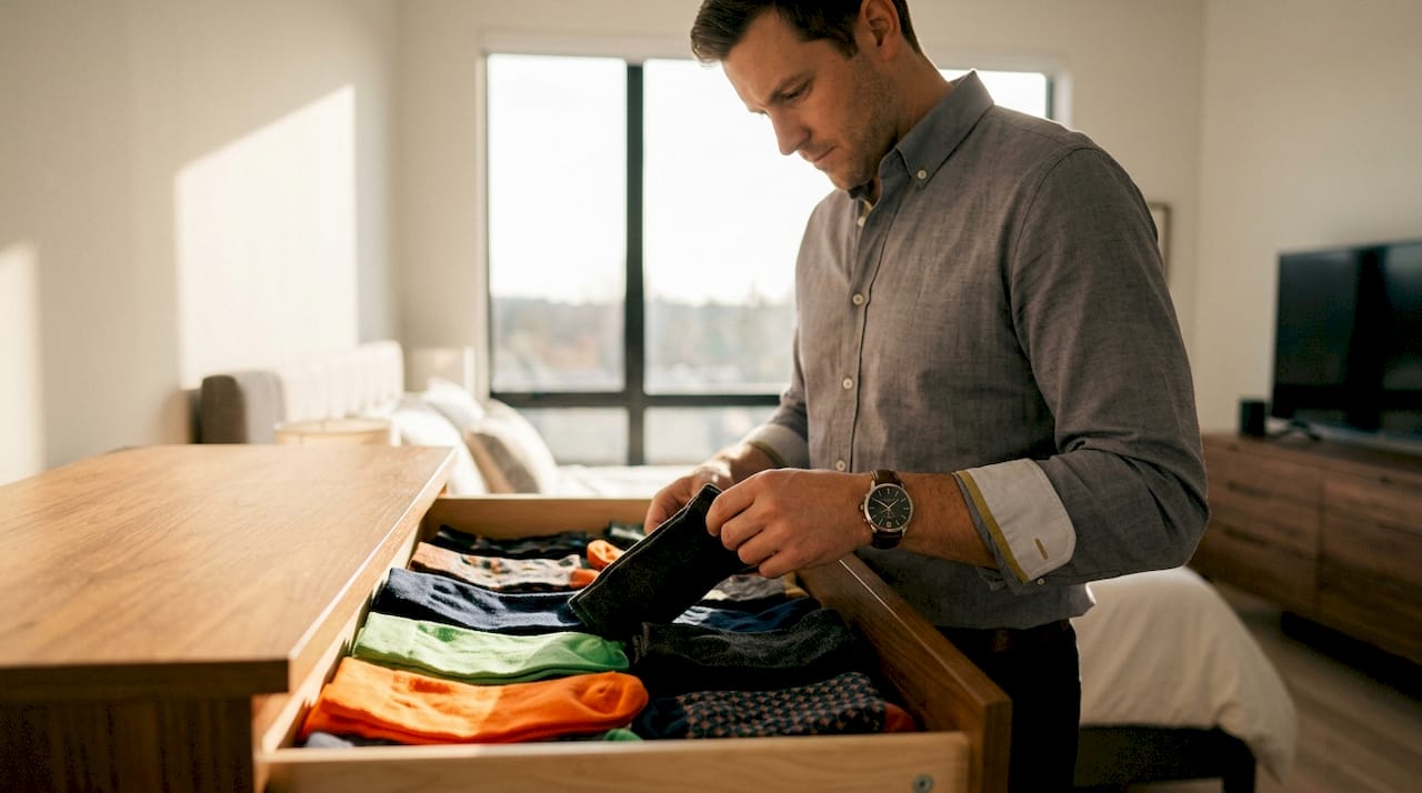 Hand selecting essential professional dress socks