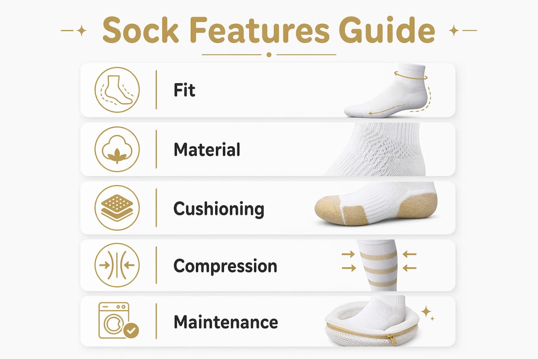 Infographic showing step-by-step sock feature guide