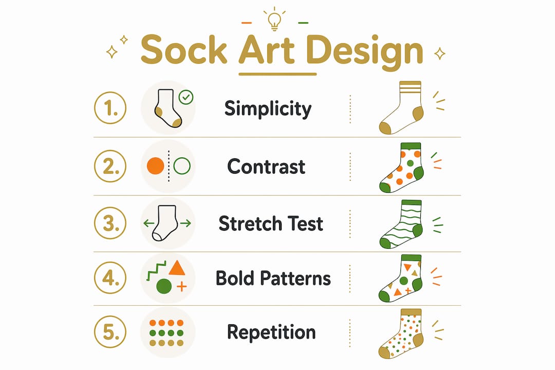 Infographic illustrating sock art design principles