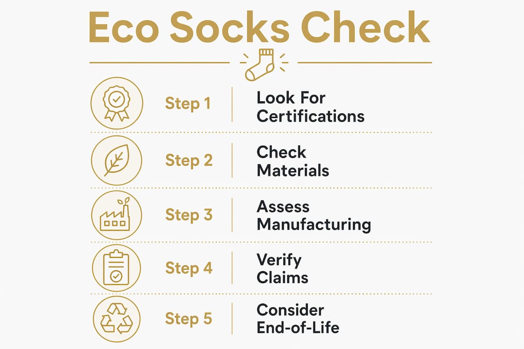 Infographic showing stepwise guide to check eco friendly socks
