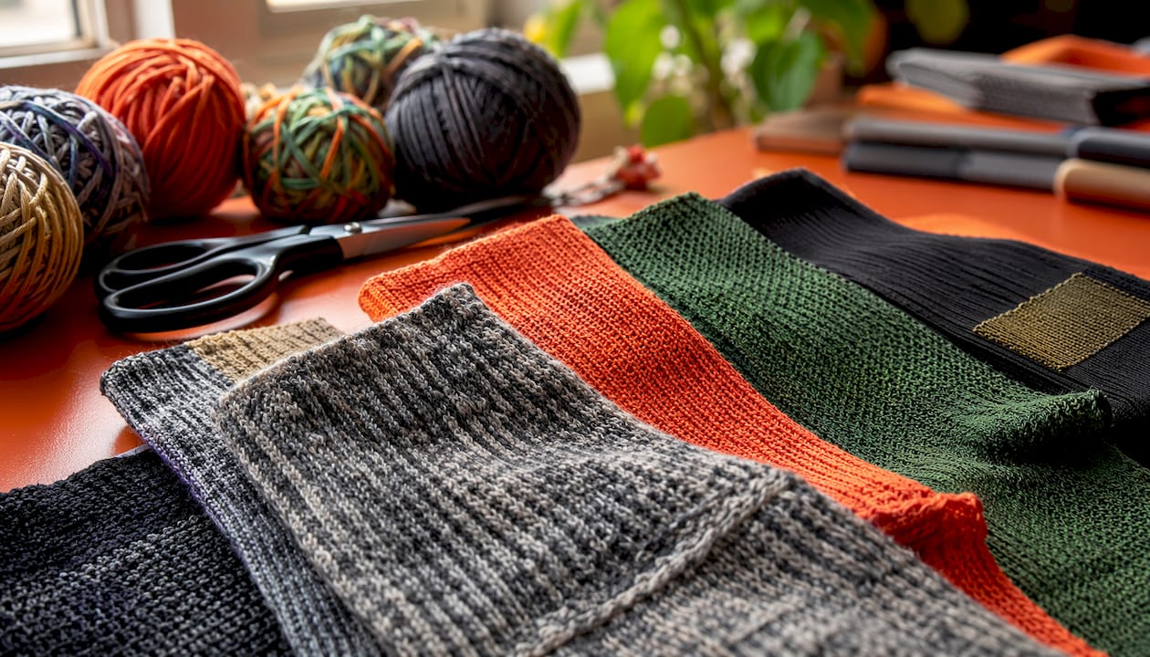 Close-up textures of work sock fabrics