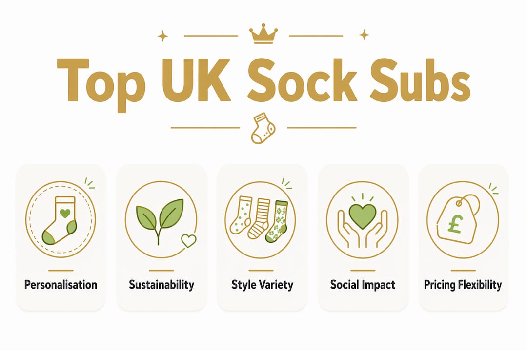 Infographic showing top UK sock subscription box features