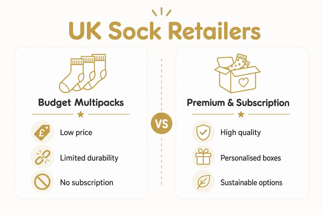 Infographic comparing budget vs premium UK sock retailers