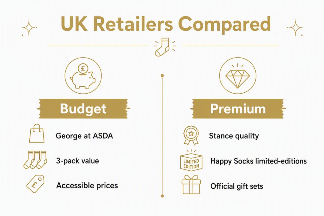 Infographic comparing UK retailers for Star Wars socks