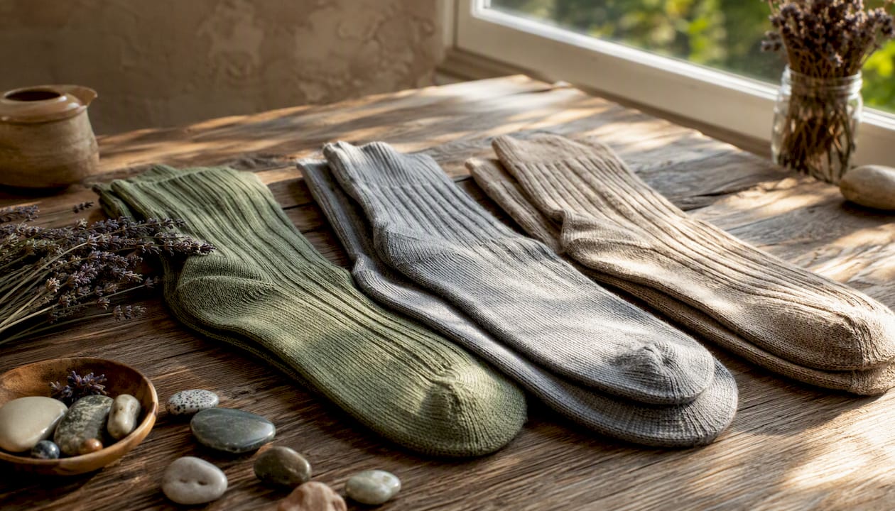 Close-up of ethically sourced sock fibers