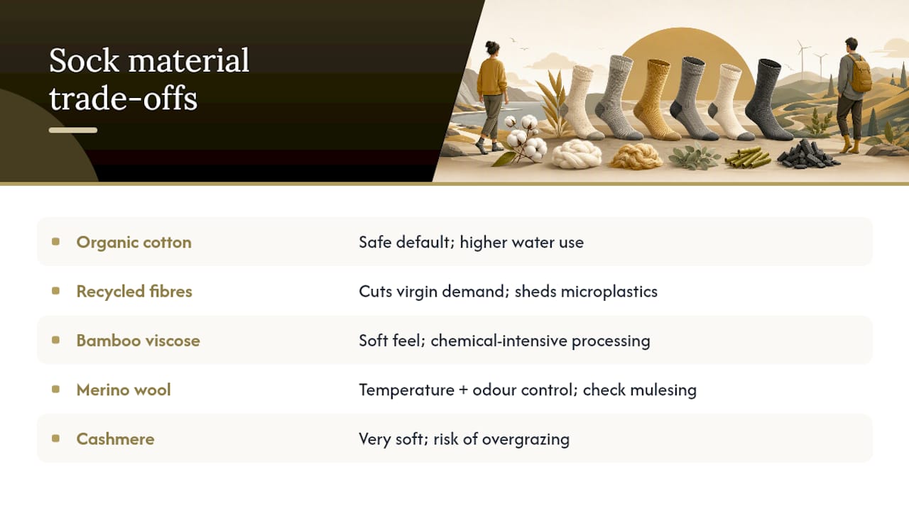 Comparison chart of sock material sustainability