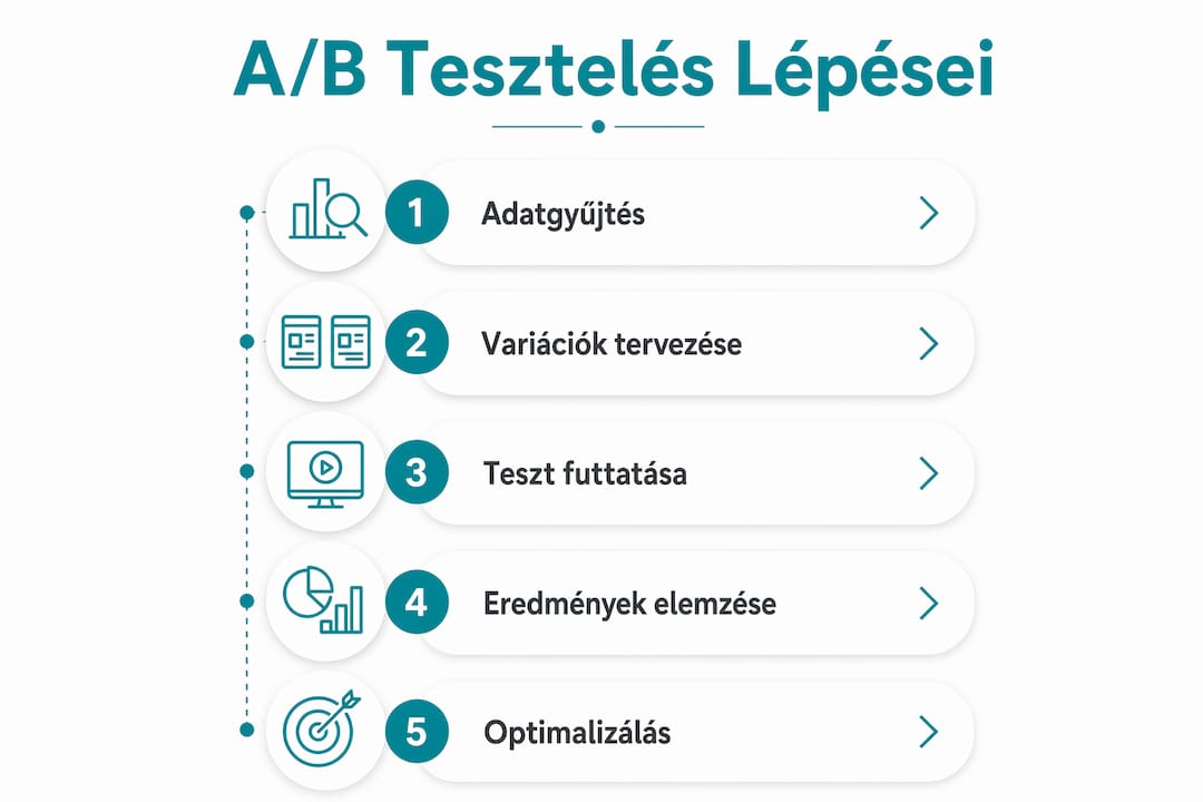 A/B tesztelés – lépésről lépésre infografika