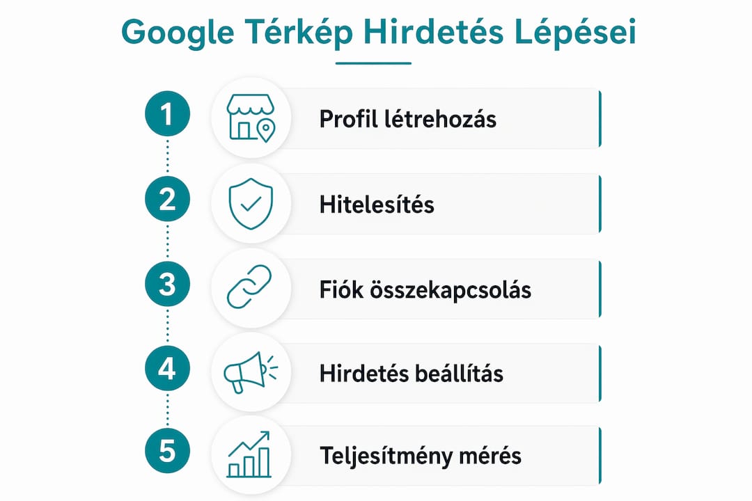 Lépésről lépésre: így működik a Google Térkép hirdetések folyamata infografikán bemutatva