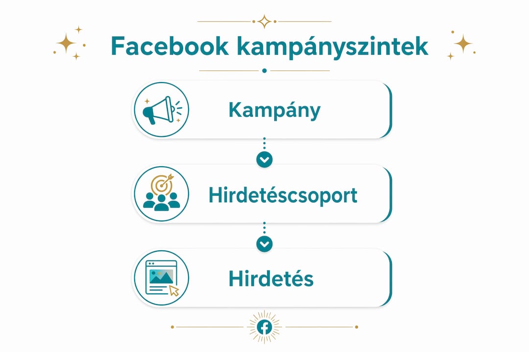 Lépésről lépésre bemutatjuk a Facebook kampány szintjeit egy könnyen átlátható infografikán