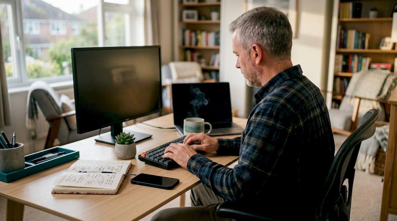 Valaki éppen jegyzeteket ír egy e-mail marketing kampányhoz a számítógépén.