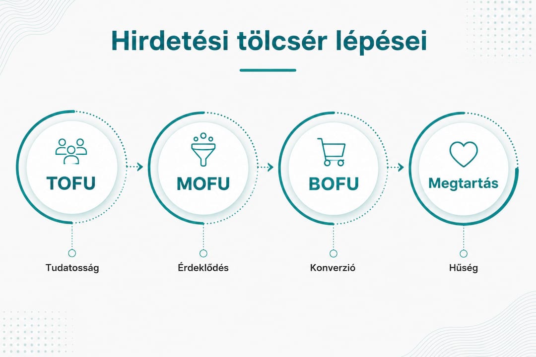Online kurzus értékesítési tölcsér – lépésről lépésre bemutatva infografikán
