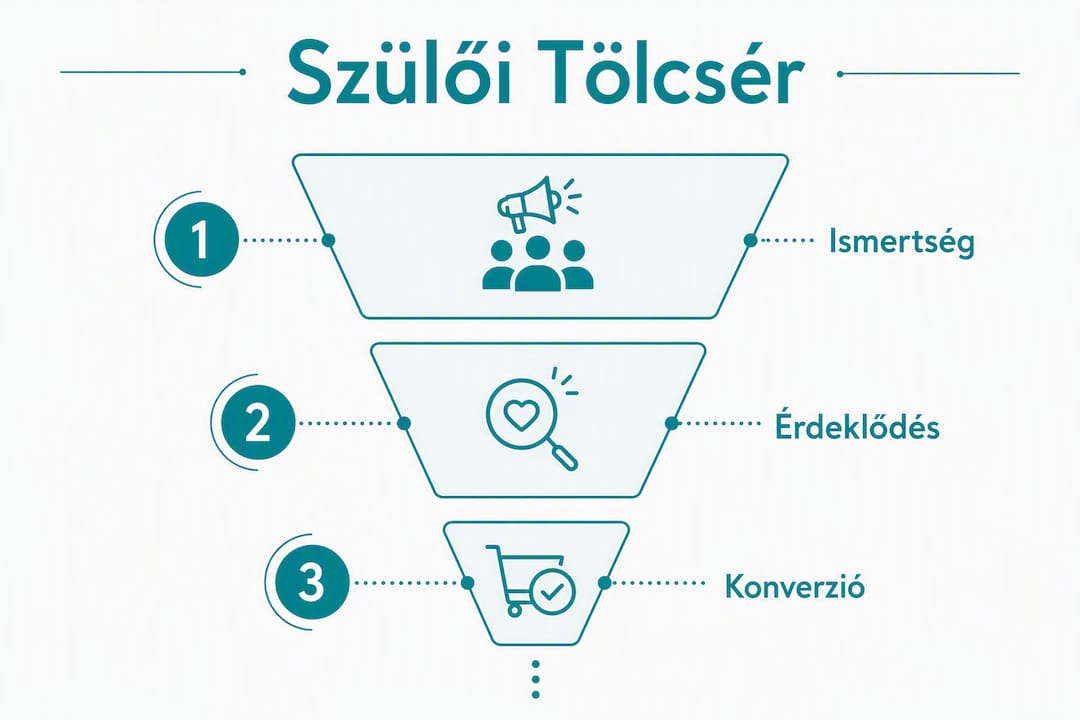 Infografika arról, hogyan épül fel a szülőket célzó edtech hirdetések értékesítési tölcsére