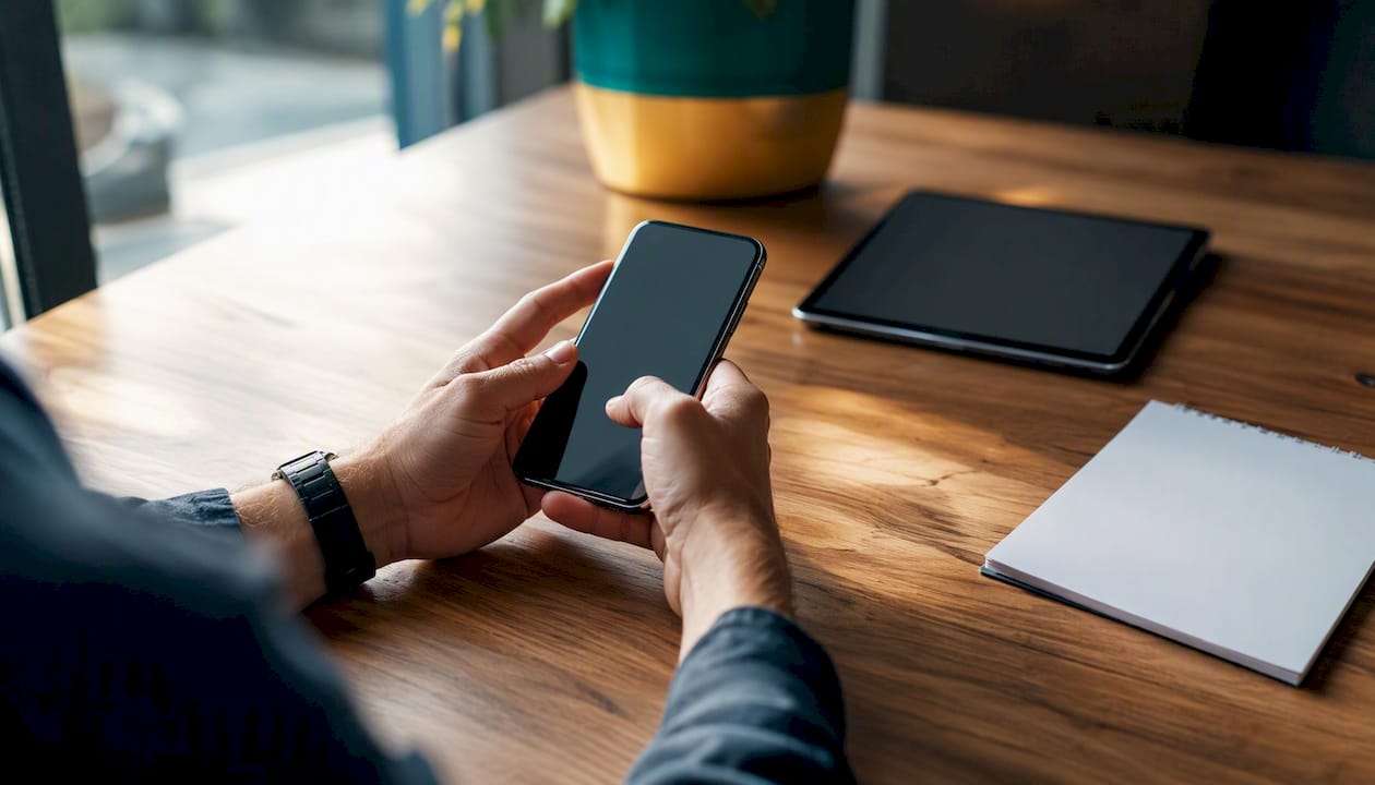 Egy tabletet tartó kéz marketingadatokat ellenőriz