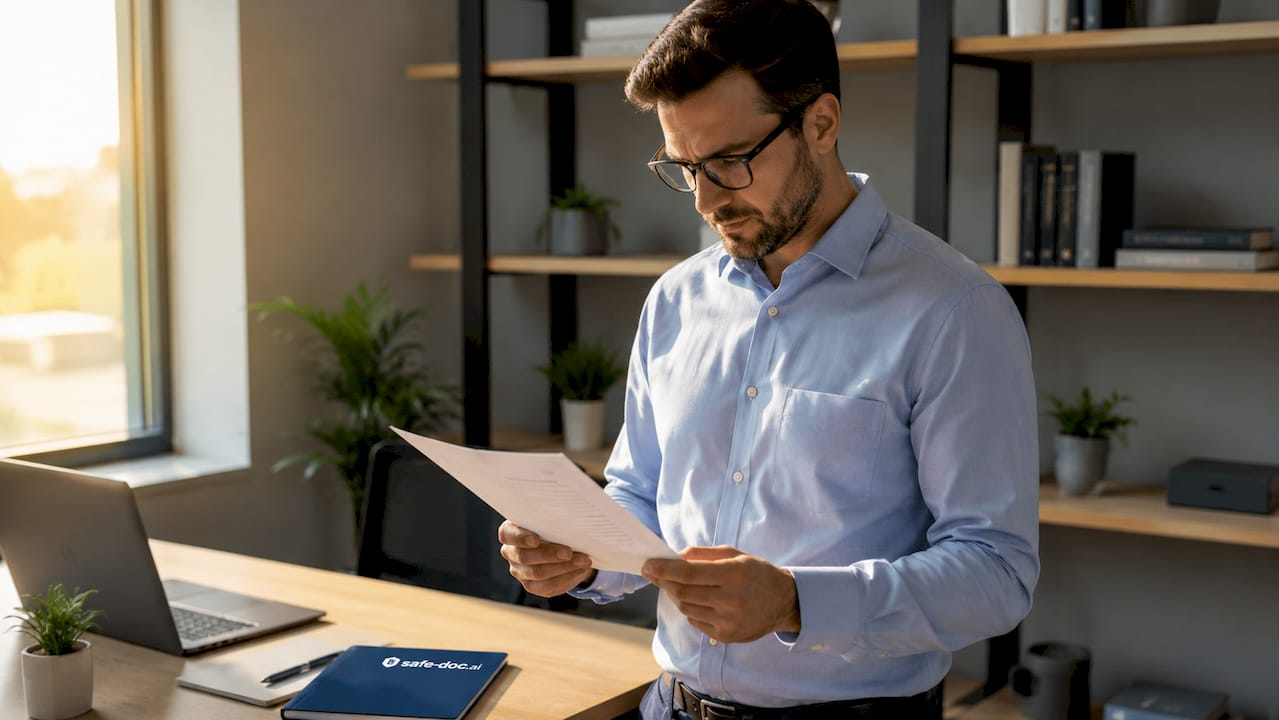 A computer security specialist examines encryption files in his office.