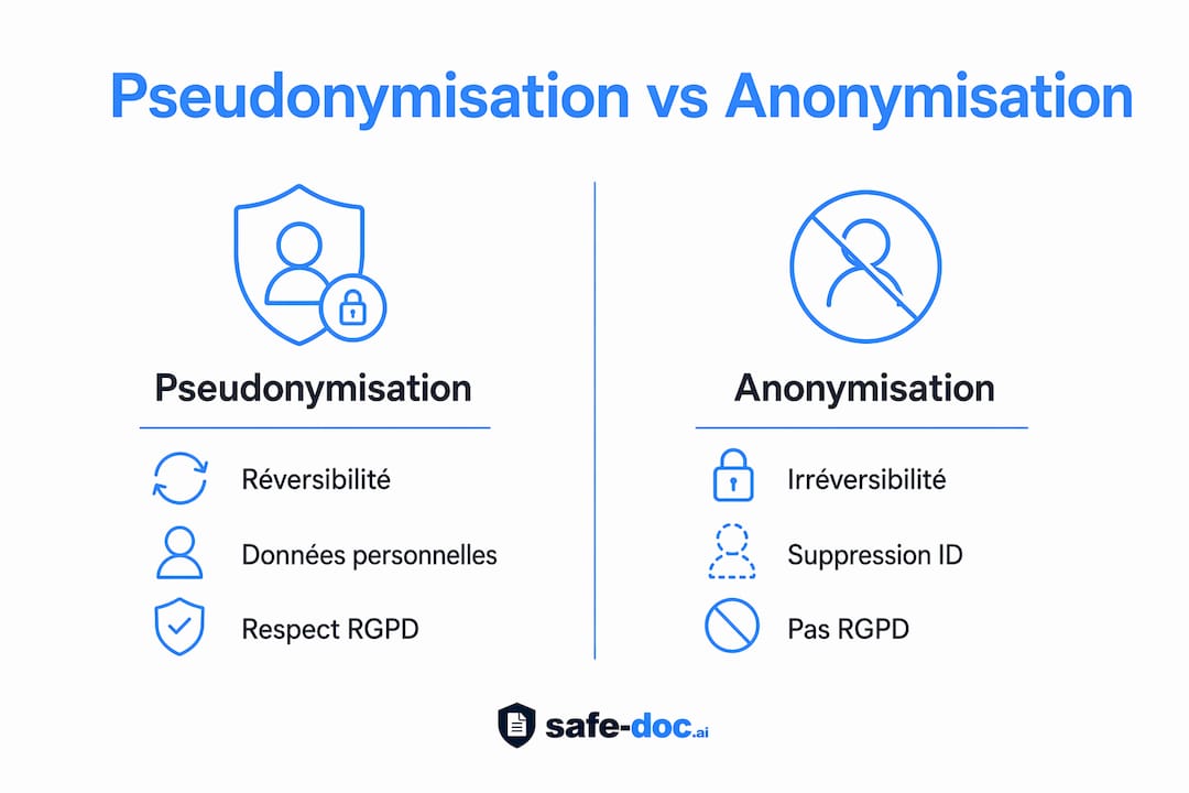 Infographie : les différences clés entre pseudonymisation et anonymisation