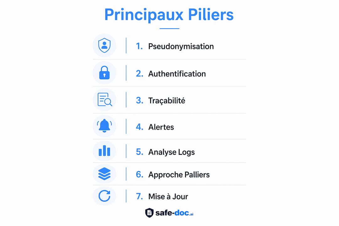 Discover at a glance the main steps to ensure security, presented in infographic form.