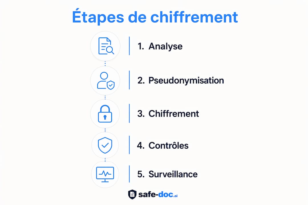 Explanatory diagram presenting the different stages of secure encryption