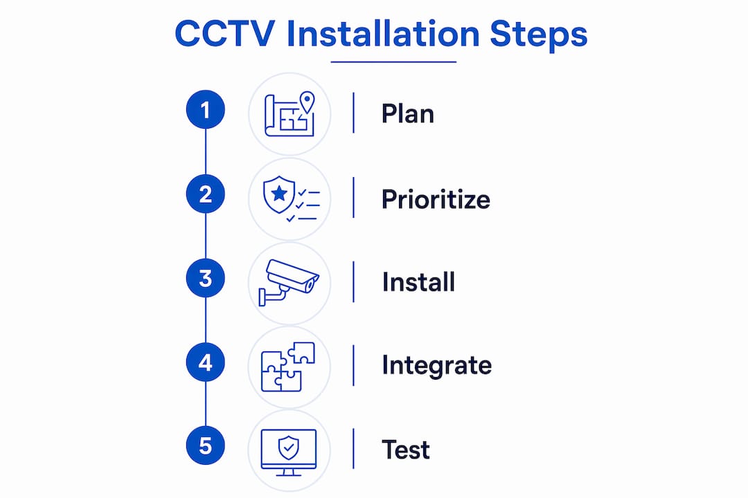 Infographic showing CCTV installation process steps