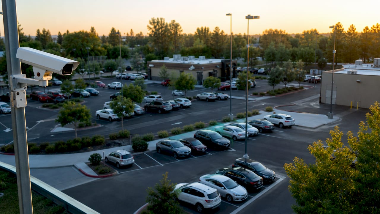 CCTV cameras monitoring parking structure