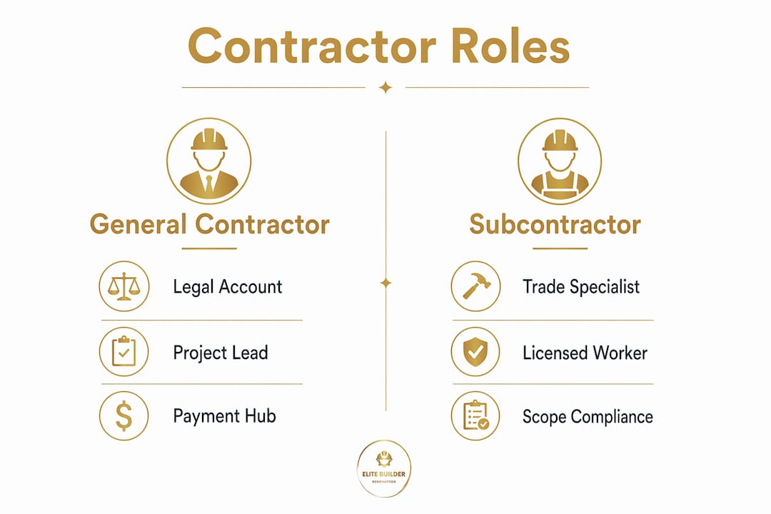 Infographic comparing general contractors and subcontractors