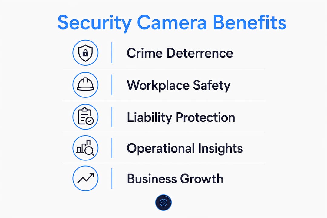 Infographic showing security camera benefits for businesses