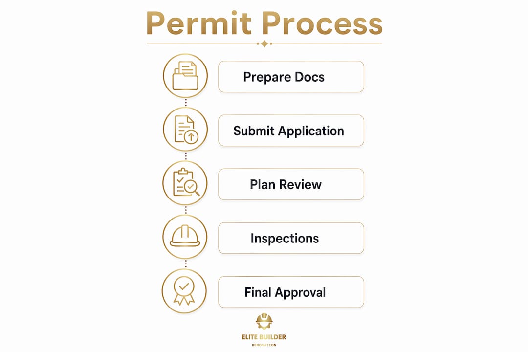 Infographic showing commercial permit process steps