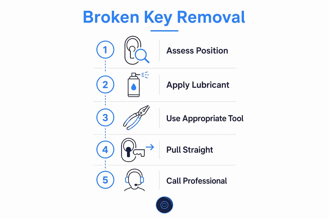 Infographic showing safe broken key removal steps
